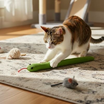 Jeu chat joli serpent vert