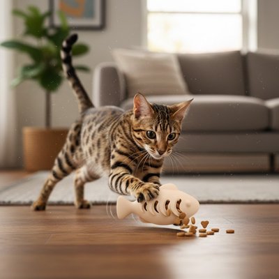 Jeu pour Chat Interactif poisson à friandises - Chatjoue