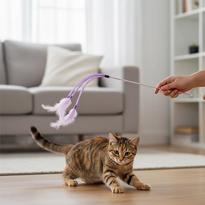 Jeu pour chat plumeaux de stimulation de chasse | Interactif - Chatjoue