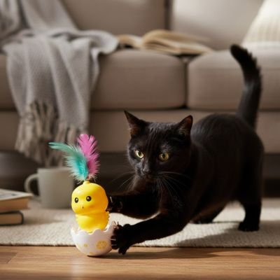 Jeu pour chat de couleur jaune et coquille blanche