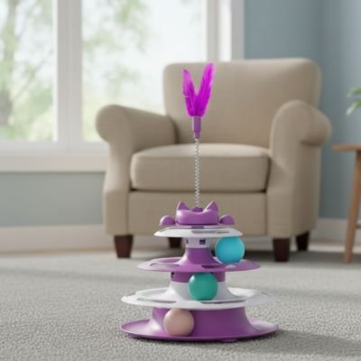 Jeu pour chat de couleur mauve