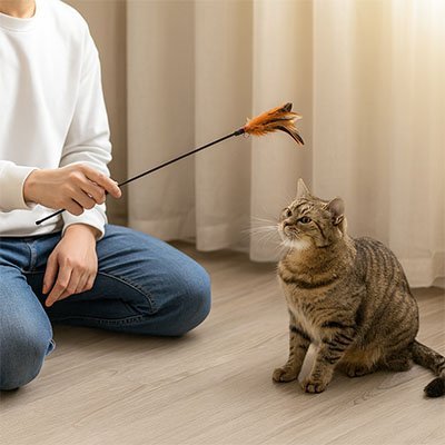 Jeu pour Chat plume suspendue sur tige | Félin'actif - Chatjoue