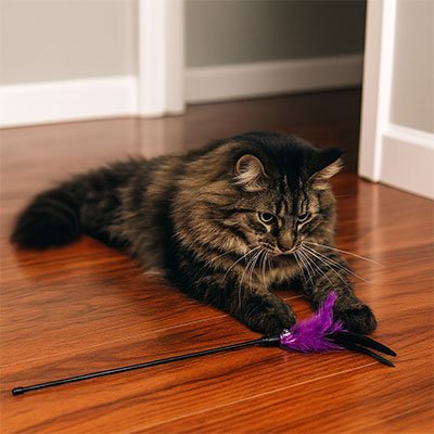 Jeu pour Chat plume suspendue sur tige | Félin'actif - Chatjoue