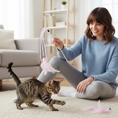 Jeu pour chat plumeaux de stimulation de chasse | Interactif - Chatjoue