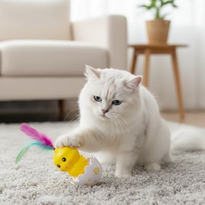 Jeu pour chat il possède des plumes sur la tête