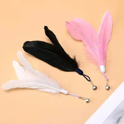 Jeu pour Chat  lot de 3 têtes dont une en plumes roses 