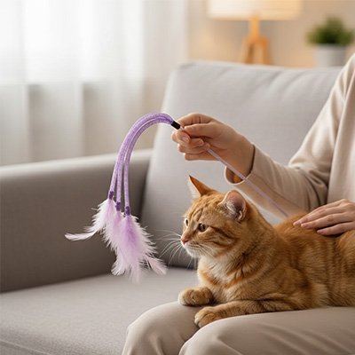 Jeu pour chat plumeaux de stimulation de chasse | Interactif - Chatjoue