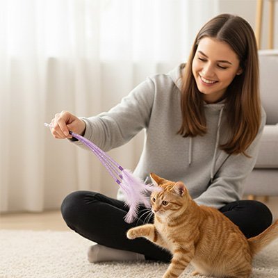 Jeu pour chat plumeaux de stimulation de chasse | Interactif - Chatjoue