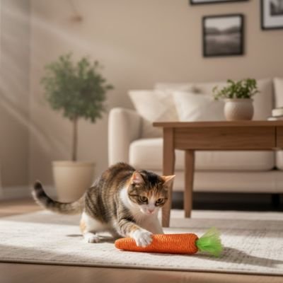 Jeu pour chat stimulant mental en forme de carotte | Stimucat - Chatjoue