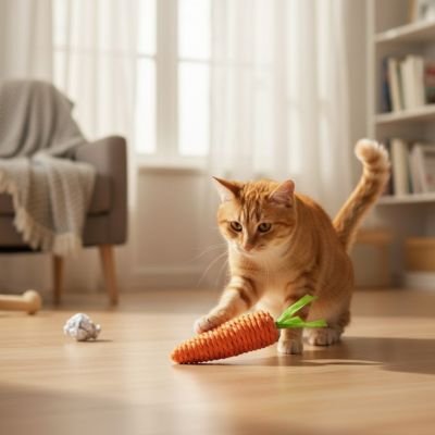 Jeu pour chat stimulant mental en forme de carotte | Stimucat - Chatjoue