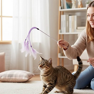 Jeu pour chat plumeaux de stimulation de chasse | Interactif - Chatjoue