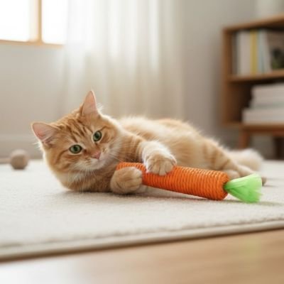 Jeu pour chat stimulant mental en forme de carotte | Stimucat - Chatjoue