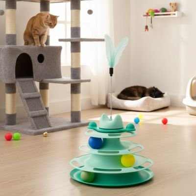 Jeux chat possède des plumes sur ressort
