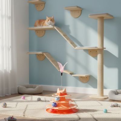 Jeux chat tour à 3 niveaux