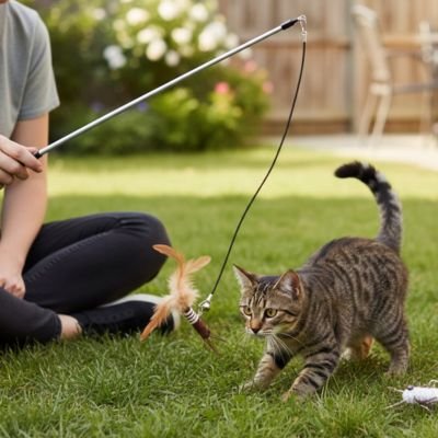 Jeux chat vous pouvez jouer avec lui  assis ou debout