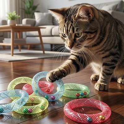 Jeux pour Chat de couleur rose, vert et bleu