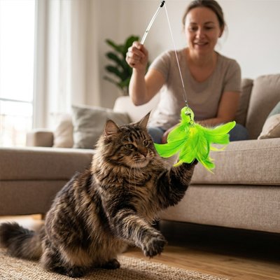 jeux pour Chat joli plumeau vert