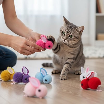 Jeux pour chat petits lapins de couleur| Instinct Félin - Chatjoue
