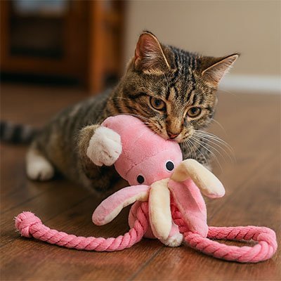 Jeux pour Chat une pieuvre rose et douce| FéliStim - Chatjoue