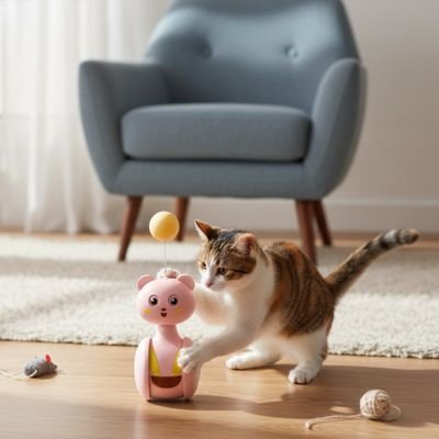 Jouet chat interactif ours rose à oscillation| Stimulours - chajoue - Chatjoue