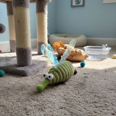 Jouet chat grosse libellule verte | Instinct Actif | chatjoue - Chatjoue