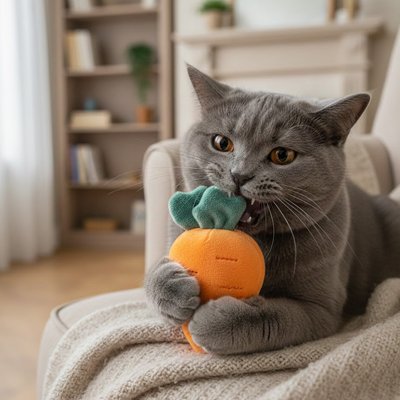 Jouet Chat avec un feuillage vert