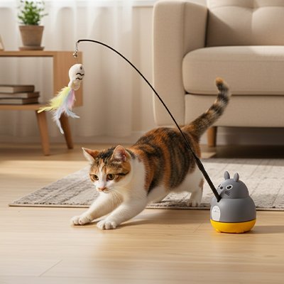 jouet Chat avec une canne souple 