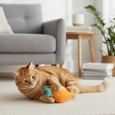 Jouet Chat carotte en peluche