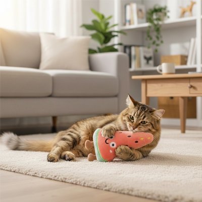Jouet Chat couleur orangé pour la pastèque
