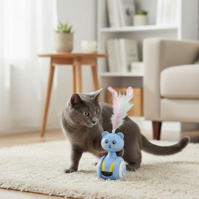 Jouet chat de couleur bleu