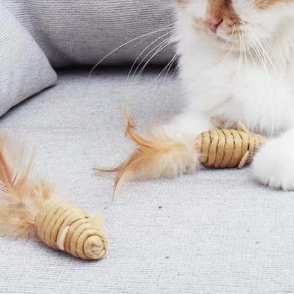 Jouet Chat Souris Sisal et Plumes - Interactif Stimul'Félin - Chatjoue - Chatjoue