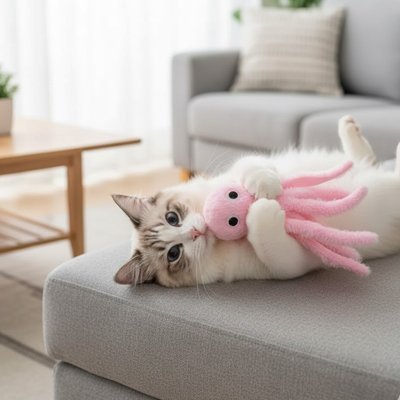 Jouet Chat Poulpe en Peluche - Interactif Félin Actif - Chatjoue - Chatjoue