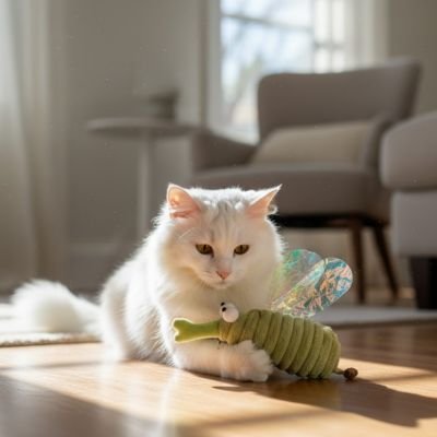 Jouet chat grosse libellule verte | Instinct Actif | chatjoue - Chatjoue
