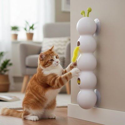 Jouet chat interactif chenille verticale | CheniIinstinct - chatjoue - Chatjoue