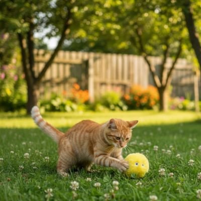 Jouet Chat interactif balle de couleur jaune