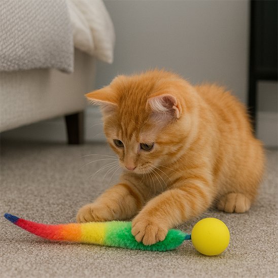 Jouet chat interactif boule et longue queue | Stimul'Instinct - Chatjoue