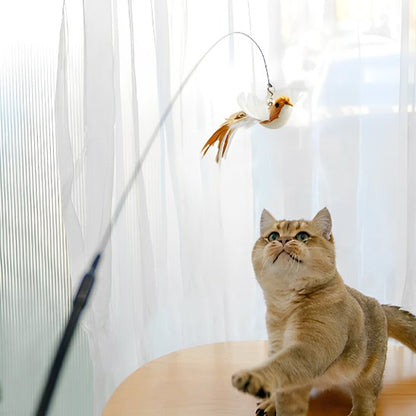 Jouet chat interactif petit oiseau sur tige - Chatjoue