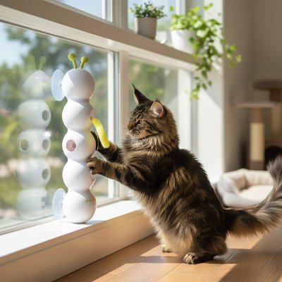 Jouet chat interactif chenille verticale | CheniIinstinct - chatjoue - Chatjoue