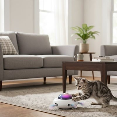 Jouet chat interactif soucoupe avec son dôme