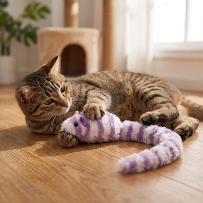 Jouet Chat interactif souris chat au sol qui la tient 