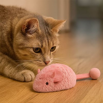 Jouet Chat interactif souris rose