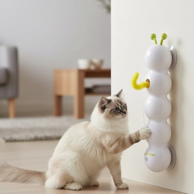 Jouet chat interactif chenille verticale | CheniIinstinct - chatjoue - Chatjoue