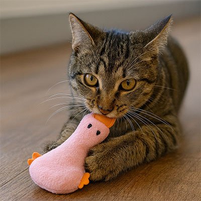 Jouet chat joli canard rose