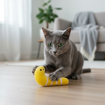 Jouet chat jolie ver de terre