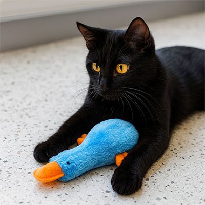 Jouet chat peluche en forme de canard tout doux
