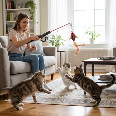 jouet Chat possibilité de jouer dedans et dehors 
