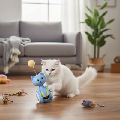 Jouet chat  surmonté d'une balle