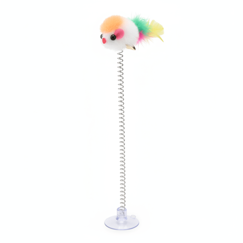 Jouet pour chat interactif oiseau sur tige et ventouse - Chatjoue