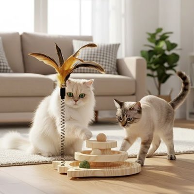 Jouet pour Chat Interactif tourne boules scandinave | Félinsitmule - chatjoue - Chatjoue