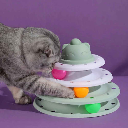 Jouet pour Chat Tour 3 Niveaux avec Balles - Stimulation Mentale - Chatjoue - Chatjoue